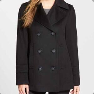 Michael Kors Black Wool Blend Peacoat Size Medium